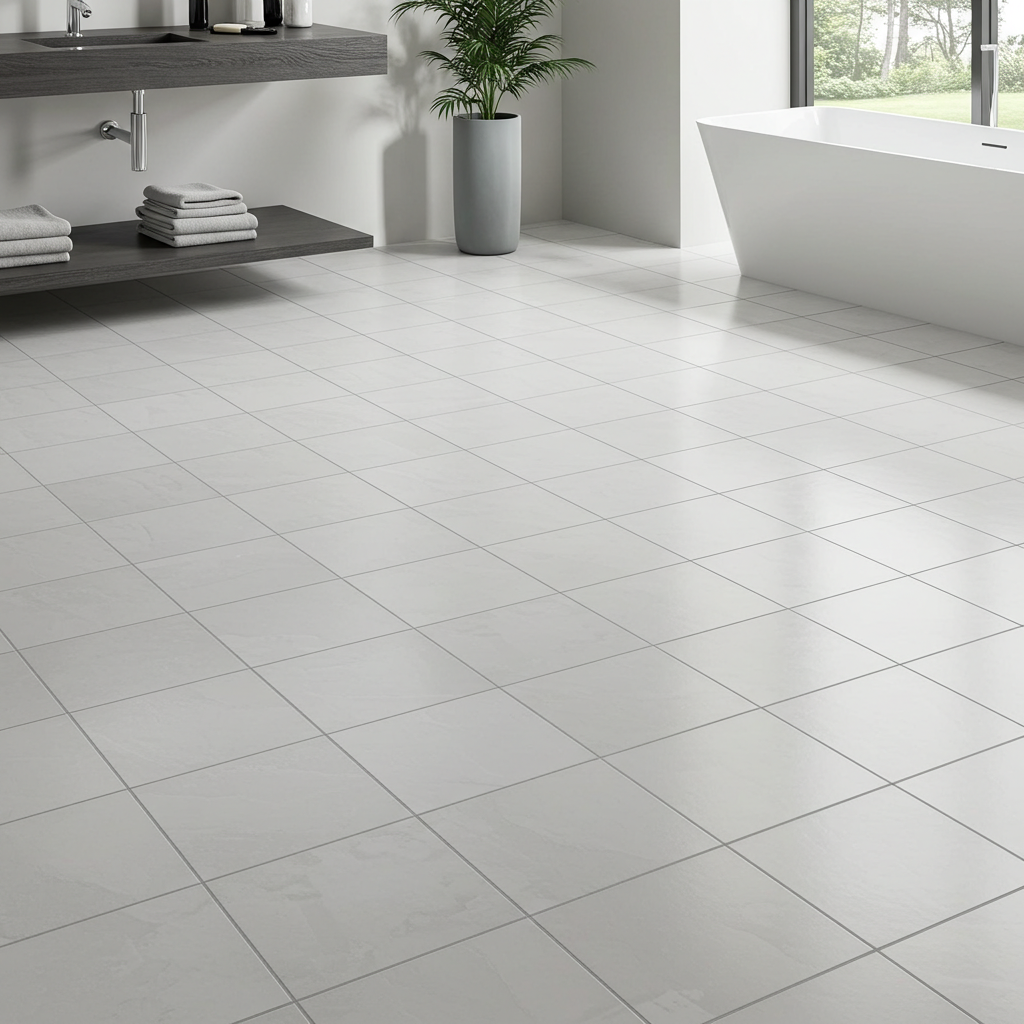 Porcelain tile flooring