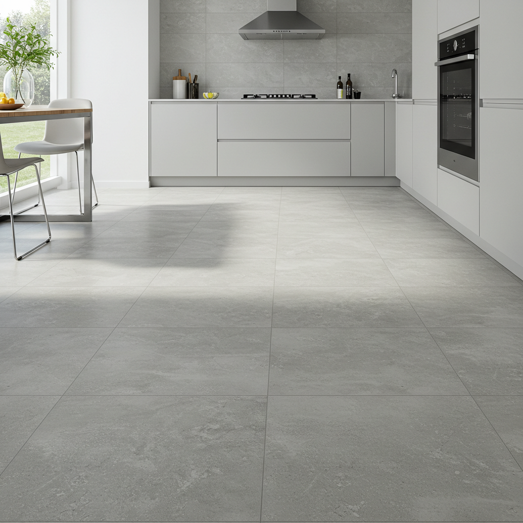 Porcelain tile flooring