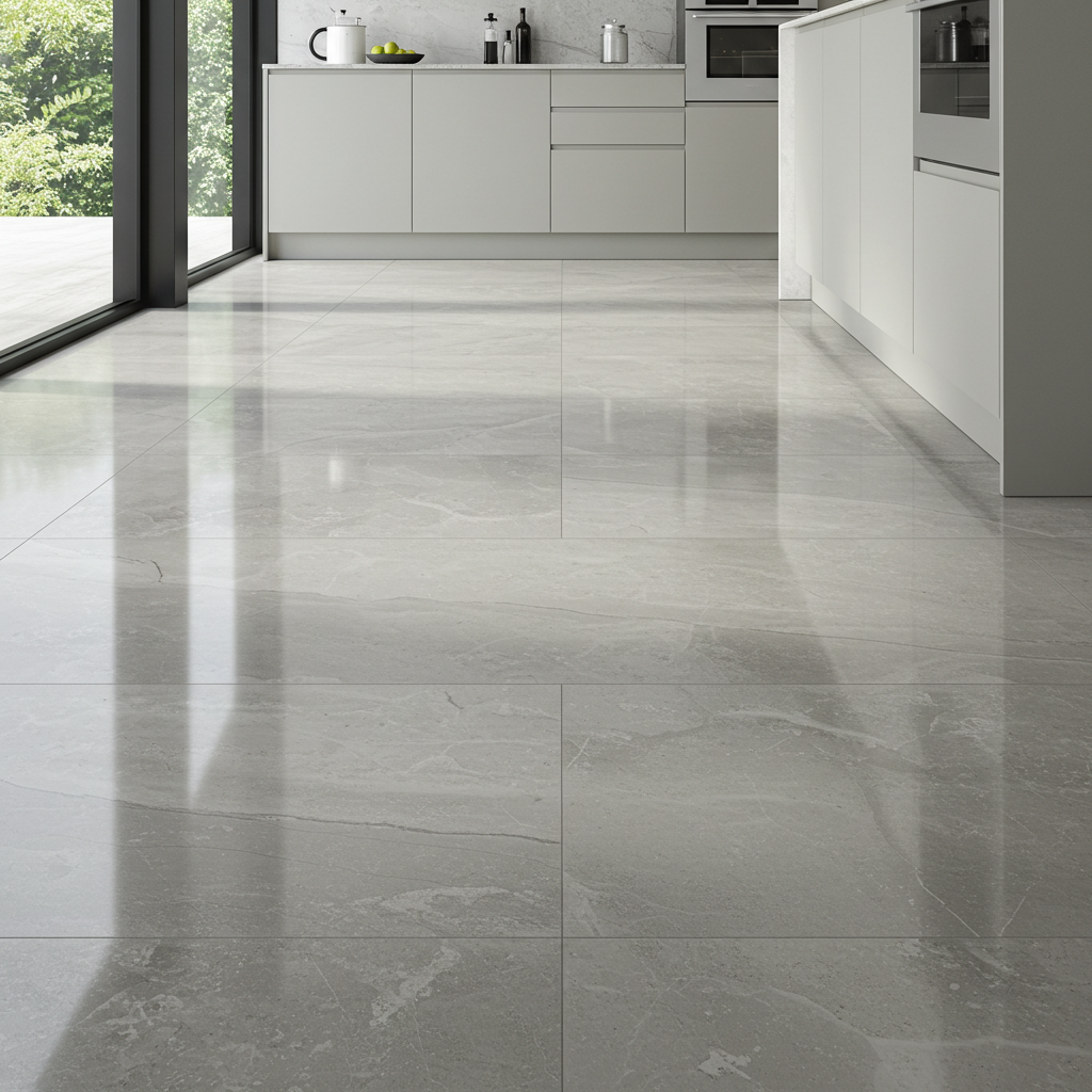 Porcelain tile flooring