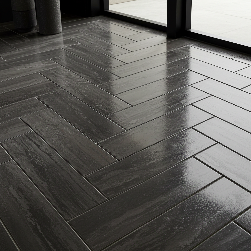Porcelain tile flooring