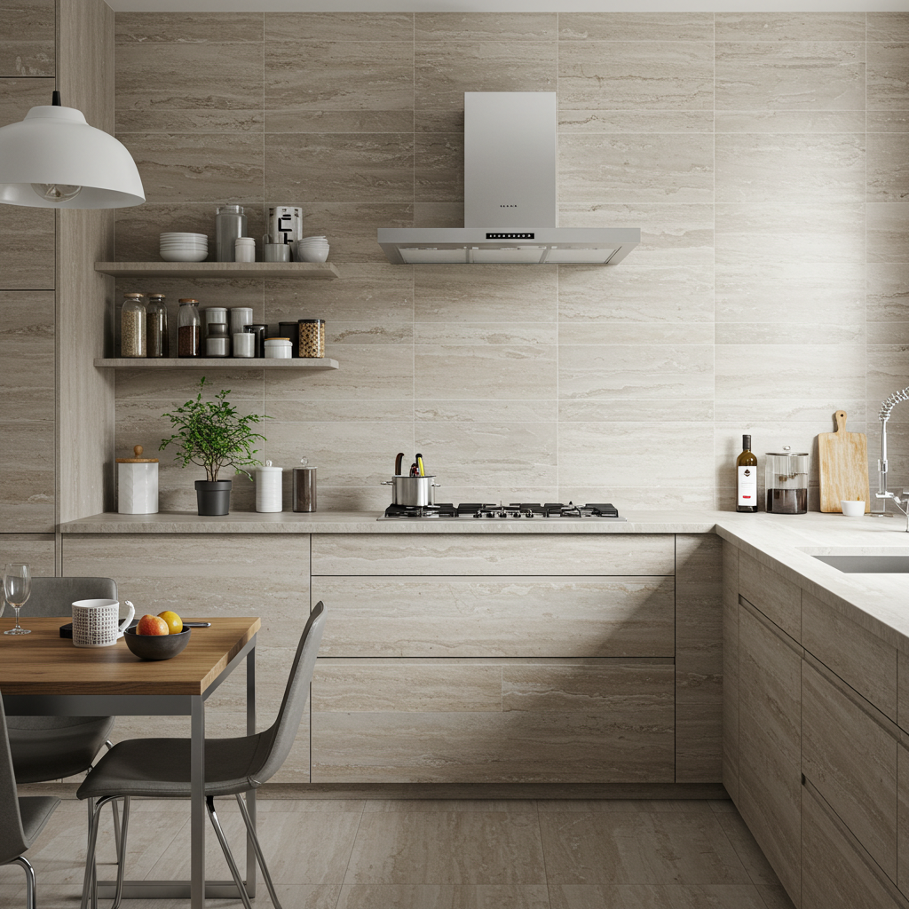 Porcelain tile flooring