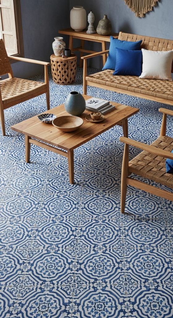 blue floor tile