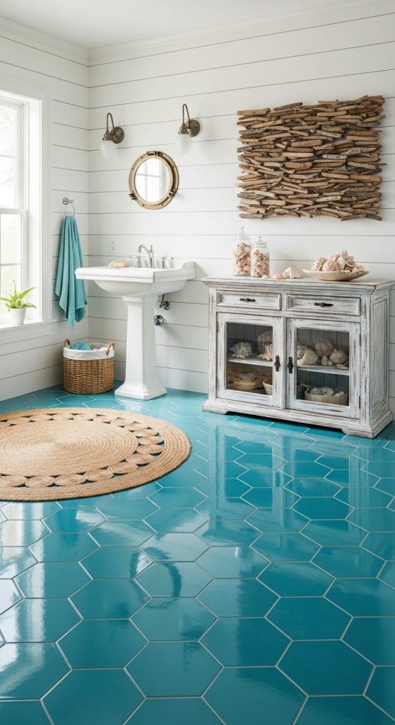 blue floor tile