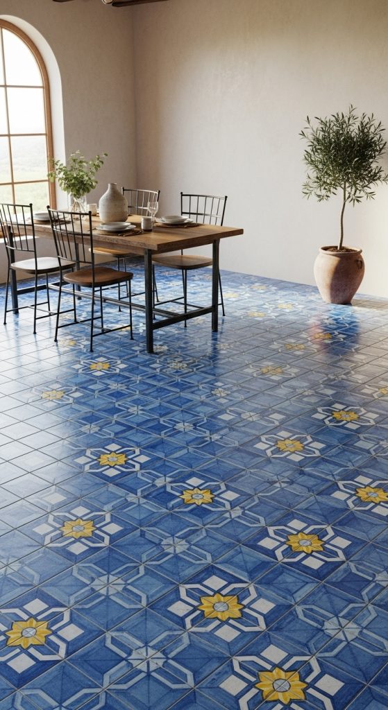 blue floor tile